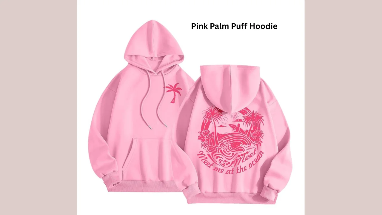 pink palm puff hoodie